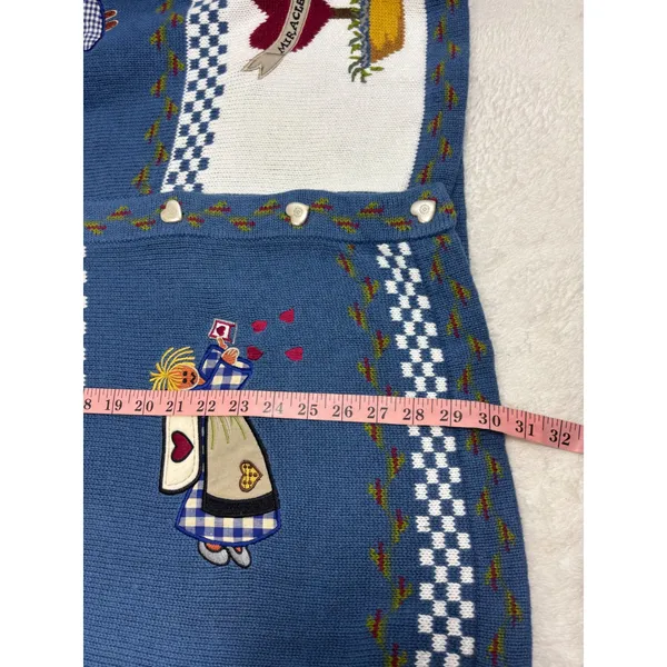 Quacker Factory Blue Garden Angel Embroidered Cardigan Sweater‎ 2X Heart Buttons - Image 12
