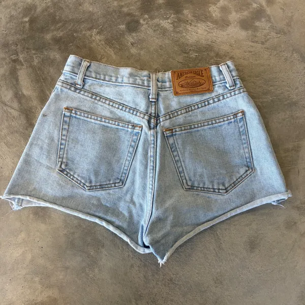 Vintage American Eagle High Waisted Denim Shorts Light Wash Cutoff 25 Waist - Image 3