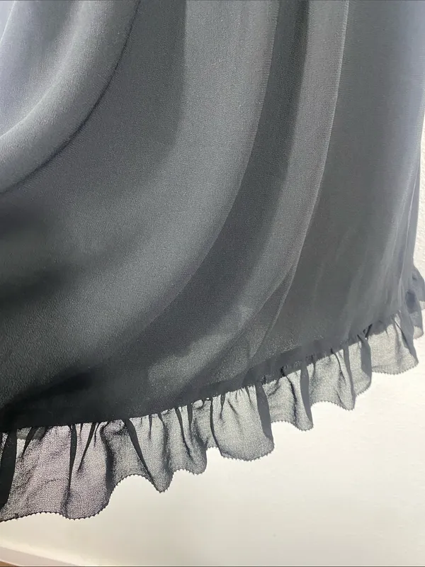 Aritzia Wilfred Black Smocked Mini Dress with Ruffle Hem Size M - Image 4