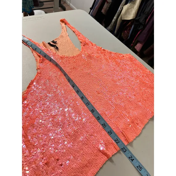 Joe's Jeans Pink Mermaid Slouchy Sequin Beaded Tank Top Size Medium Some Wear - Image 11