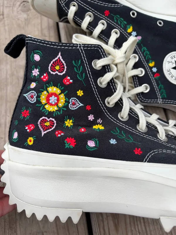 Converse Run Star Hike High Top Sneaker Black Embroidered - Image 5