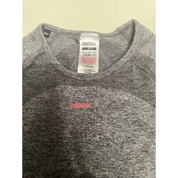 Gymshark Vital Seamless 2.0 Long Sleeve Crop Top Charcoal Marl Pink Womens‎ S - Image 2
