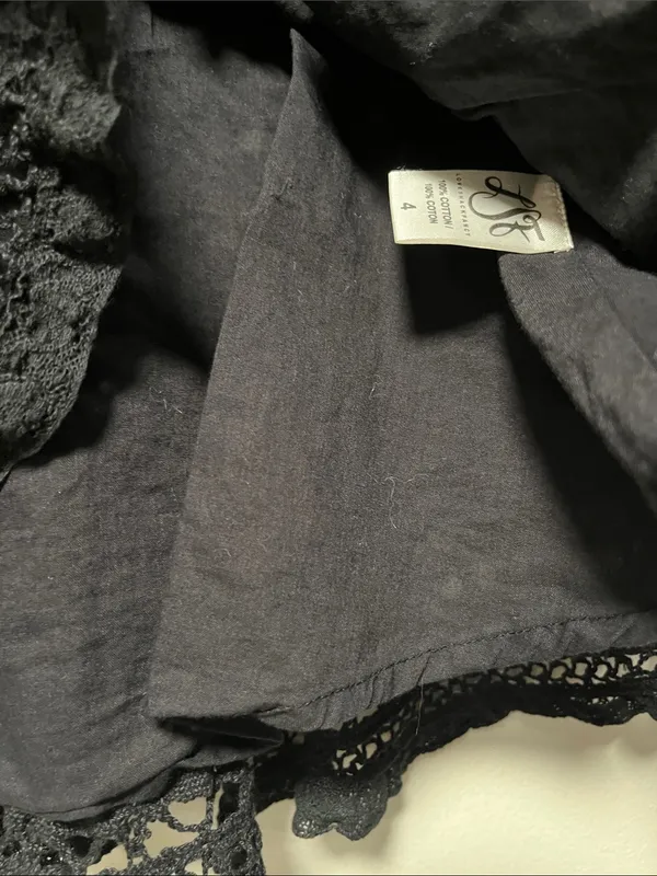 LOVESHACKFANCY Black Jillian Cotton Embroidered Eyelet Skirt, Size 4 - Image 6