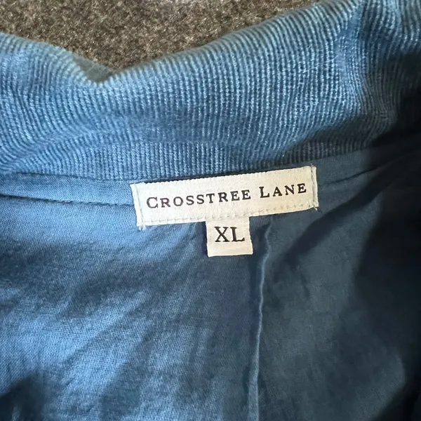 Crosstree Lane Blue Corduroy‎ Mesh Lace Embroidered Jacket Boho XL Cottagecore - Image 4