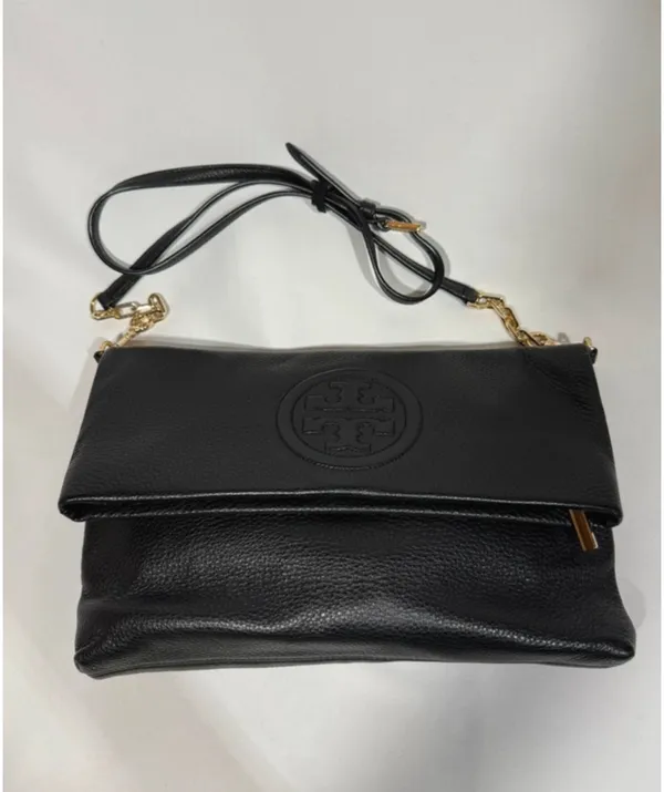 Tory Burch Bombe envelope fold pebbles leather crossbody purse bag - Image 4