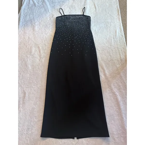 Onyx Nite Black Silver Sequin Strapless Evening Dress~ Size 10 - Image 6