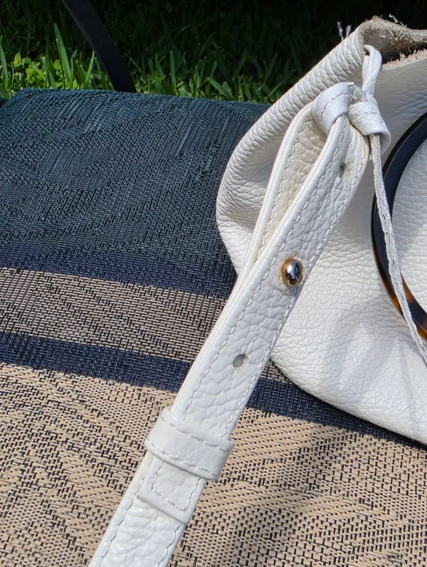 Culbia Small Leather White Handbag Purse With Crossbody Adjustable Strap - Image 6