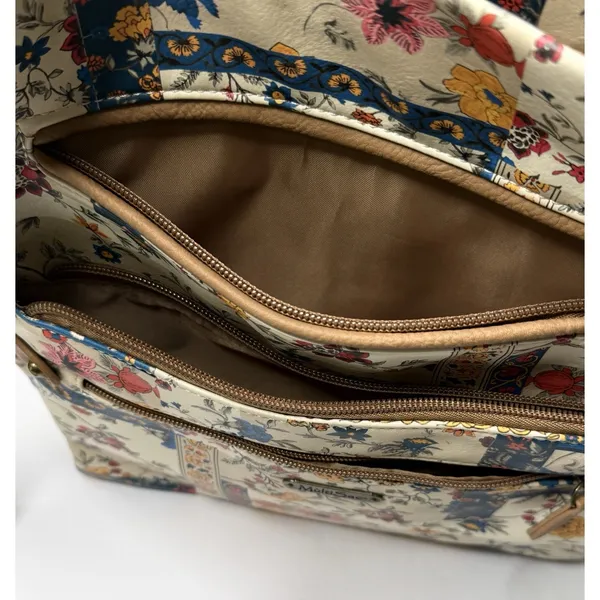 MultiSac Crossbody Bag Purse Floral Pockets Hippie Cottage Tan Boho Teacher Mom - Image 6