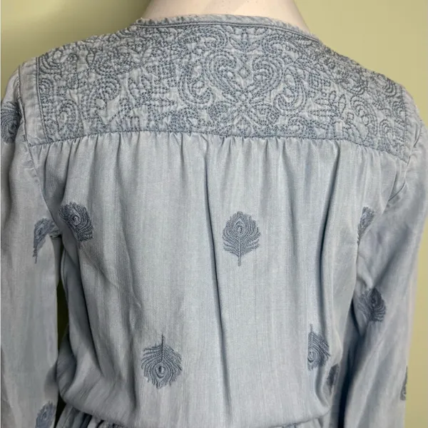 Anthropologie Holding Horses Chambray Embroidered Mini Dress XS - Image 8