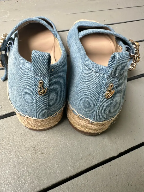 Sam Edelman Maddy Espadrille Mary Jane Ornate Buckle flats Montrose Blue Denim~9 - Image 5