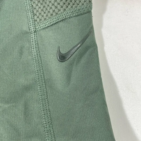 Nike Pro Athletic Leggings With Sparkle‎ Mesh Panels M Olive Green New A46 - Image 5