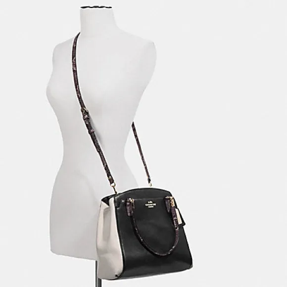 Coach Minetta Snakeskin-Patterned Black and Cream Crossbody Bag - Image 2