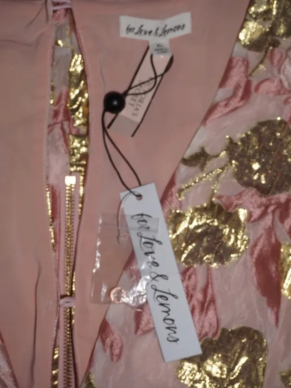 For Love & Lemons Montmartre Pink & Gold Brocade Dress Size: XL NWT Feminine - Image 10