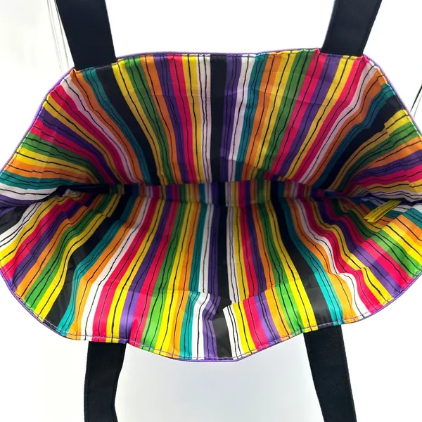 Clinique x Donald Tote Bag Reversible Purple Striped Designer Beach Reusable NEW - Image 5