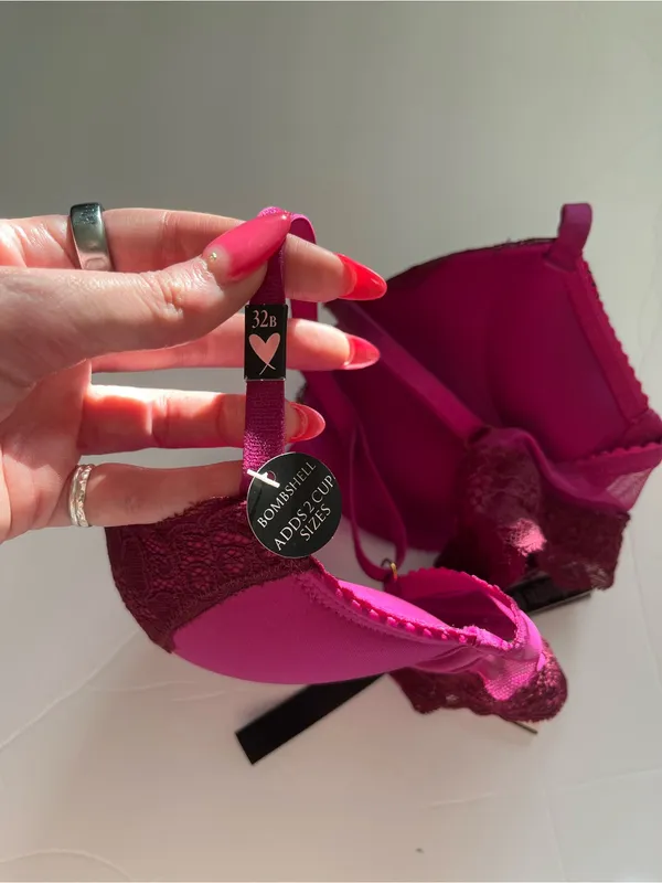 Victoria’s Secret Bombshell Push Up Lace Bra Pink Magenta Size 32B NEW NWT - Image 3