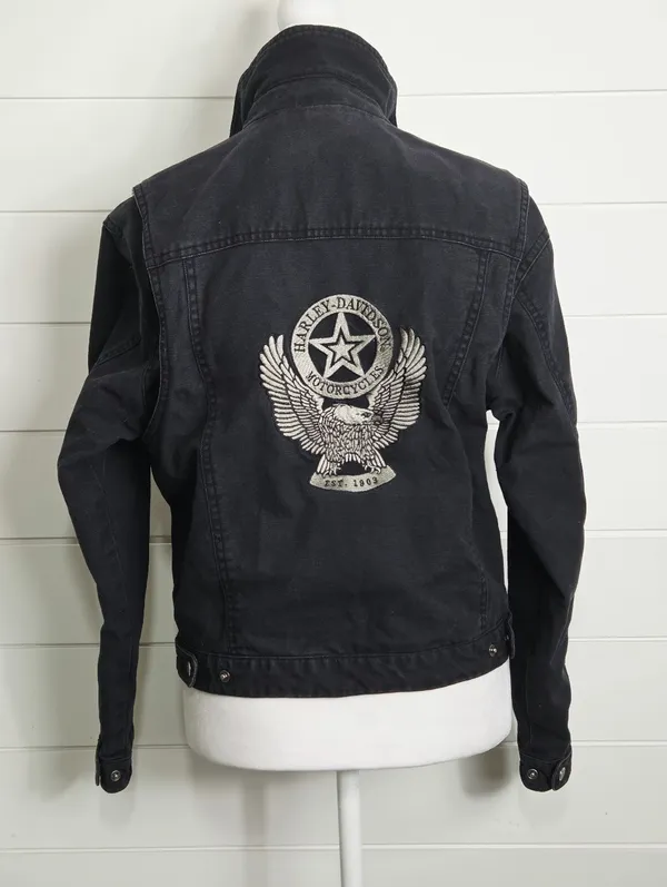 Harley-Davidson Black Women's Jean Jacket with Snap Pocket size S - Image 2