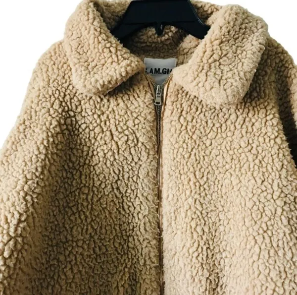 I.AM. GIA‎ Teddy Pixie Teddy Bear tan Coat jacket size M - Image 6