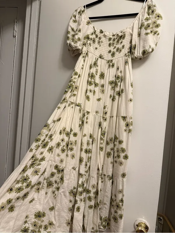 Abercrombie & Fitch Flowy Linen-Blend Midi Dress - Image 3
