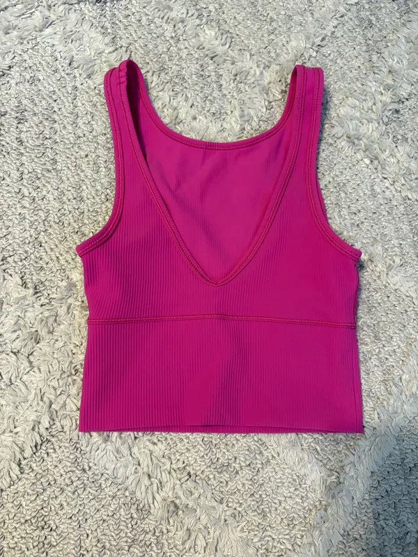 Pink Ribbed Lululemon Tank Top - Image 2
