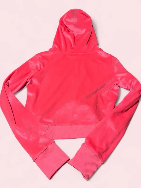 aerie Bright Pink Velvet Zip-Up Hoodie - Image 2