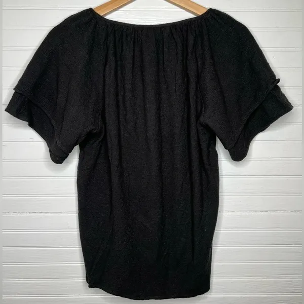 Madewell Women's Black Tiered Sleeve Blouse Size S Casual Loose Fit - Image 3