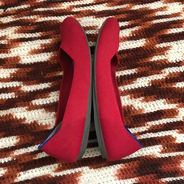 Rothy’s Red Round Toe Ballet Ballerina Flats Shoes Size 9 - Image 4