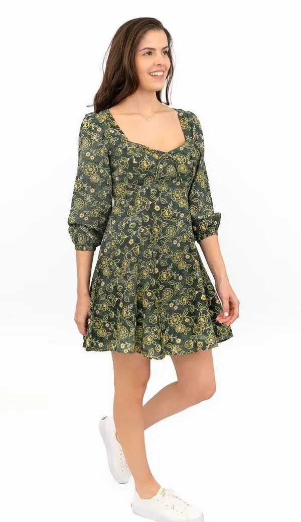 J.Crew Floral Green Mini Dress - Image 4