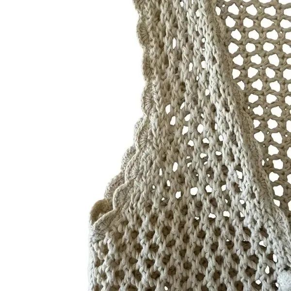 Huntington Ridge Ramie Cotton Cream Botton Boho Festival Crochet Vest M # 2244 - Image 4