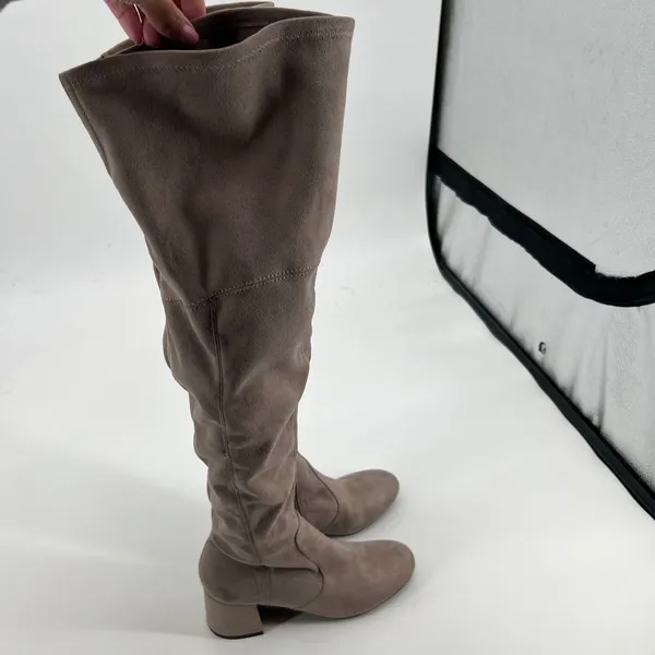 Nine West Felipe 2 Over the Knee Boot beige taupe block heel round toe size 6.5 - Image 5