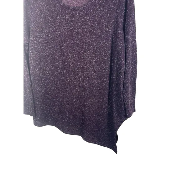 Lane Bryant Purple Sparkle 3/4 Sleeve Lightweight Asymmetrical Sweater 22/24 - Image 3