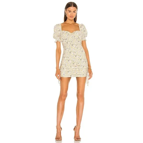 Bardot Cindy Sweetheart Dress in Soft Yellow Floral - Image 2