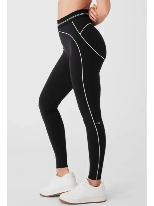 Alo Airbrush High-Waist Heart Throb Leggings Black White Hi-Rise Waisted Tights - Image 7