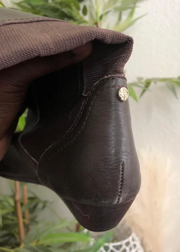 Antonio Melani Brown genuine leather riding knee-high boots 1” heels wedges gold accents - Size 7.5M - #streetwear #whimsygoth #minimalist #western #preppy - Image 2