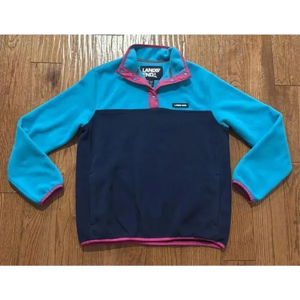 Lands End heritage quarter snap pullover fleece small colorblock - Image 10