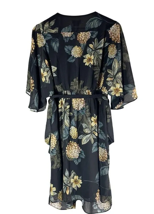 City Chic Ultra Glam Golden Hydrangea Floral Print Wrap Dress Size M/ 18 - Image 2
