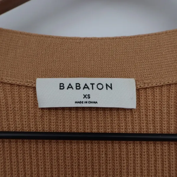 Babaton Cardigan Sweater Womens XS Rust Ribbed Knit Button Front Long Sleeve - Image 3