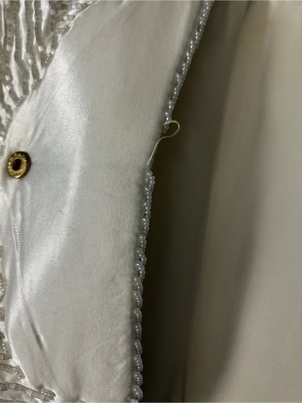 Beaded Ivory Evening Clutch with Rope Strap White - Image 10