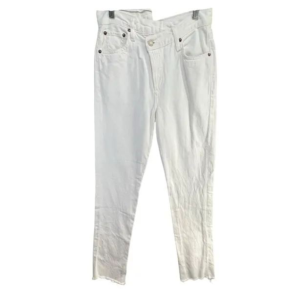 Agolde Jeans Womens 24 White Organic Cotton High Rise Criss Cross Straight Leg - Image 2