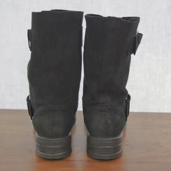 ALDO Italian Made Black Suede Engineer Style Boots US 7.5 EU 38 - Image 5