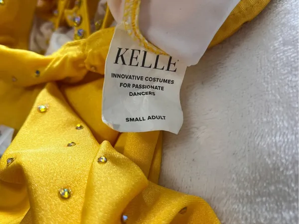 KELLE Sunshine 2 Piece Stoned Dance Costume Bright Yellow Adult Sz S EUC - Image 6