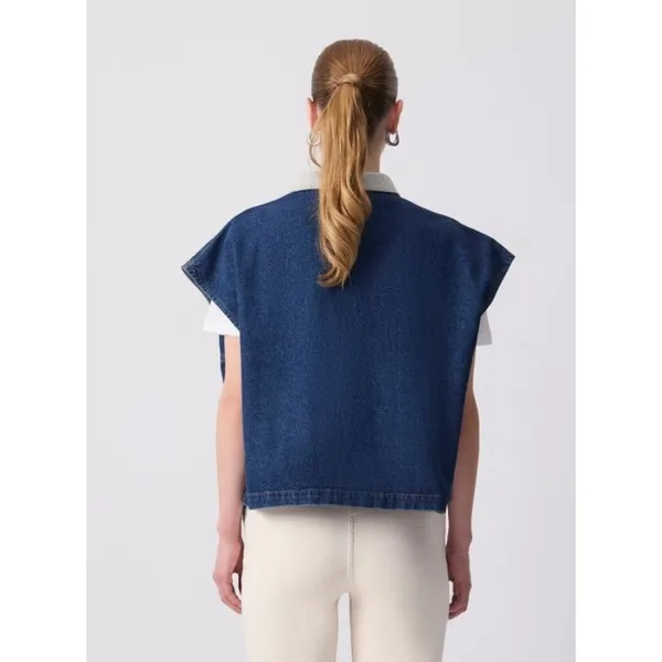 Touche Prieve Women's Pocket Detailed 100% Cotton‎ Denim Vest Size 1 (Small) NWT - Image 3