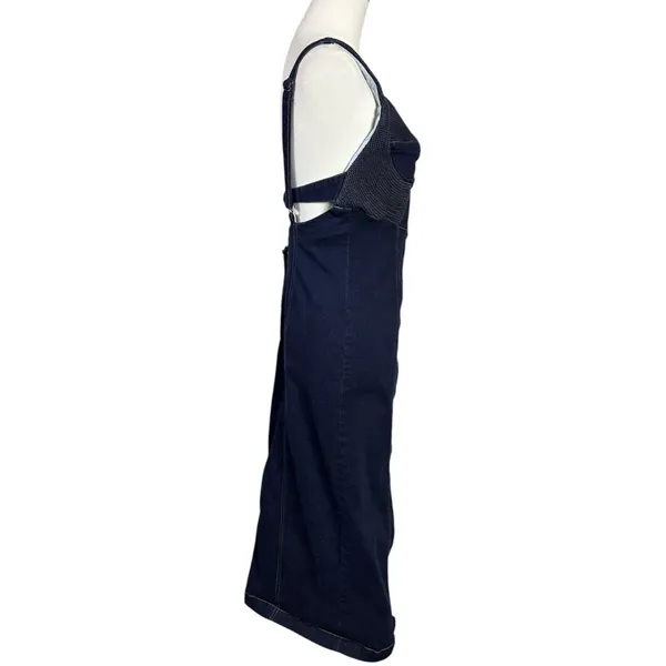 Free People Caitlin Denim Bodycon Midi Dress Size Large Sweetheart Neckline - Image 6