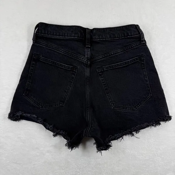 Abercrombie & Fitch 90s Relaxed Cutoff High‎ Rise Black Denim Shorts Womens 27 4 - Image 9