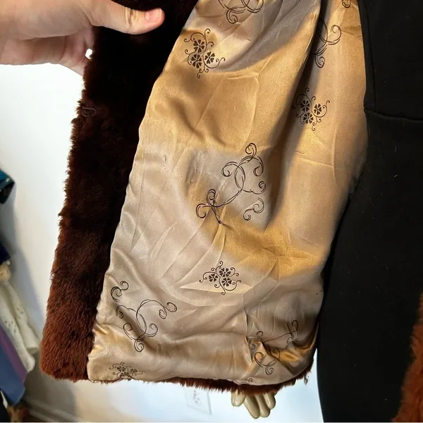 Vintage Julius Lewis Memphis Faux Fur Jacket Brown Shawl Collar Coat‎ Womens - Image 4