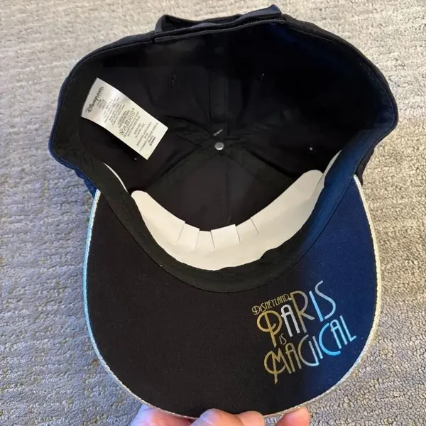 Disneyland Paris Is Magical Black Gold Glitter Tinkerbell Adult Hat‎ Cap NWT - Image 4