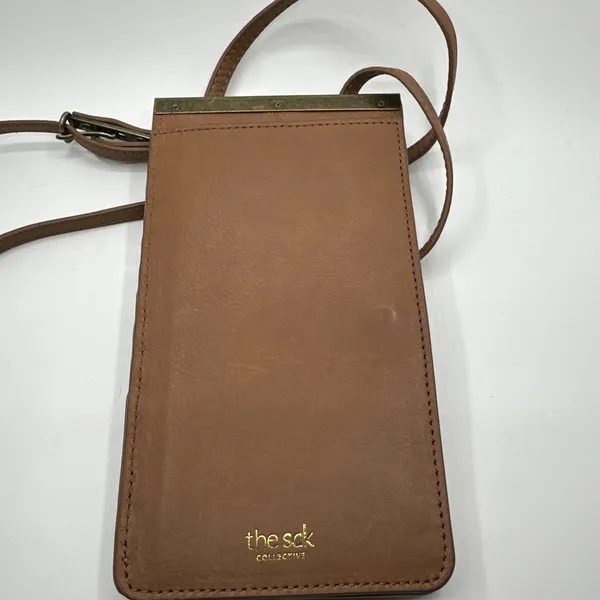 The Sak Collective Leather Smartphone Crossbody Wallet Bag Tobacco Brown Mandala - Image 3
