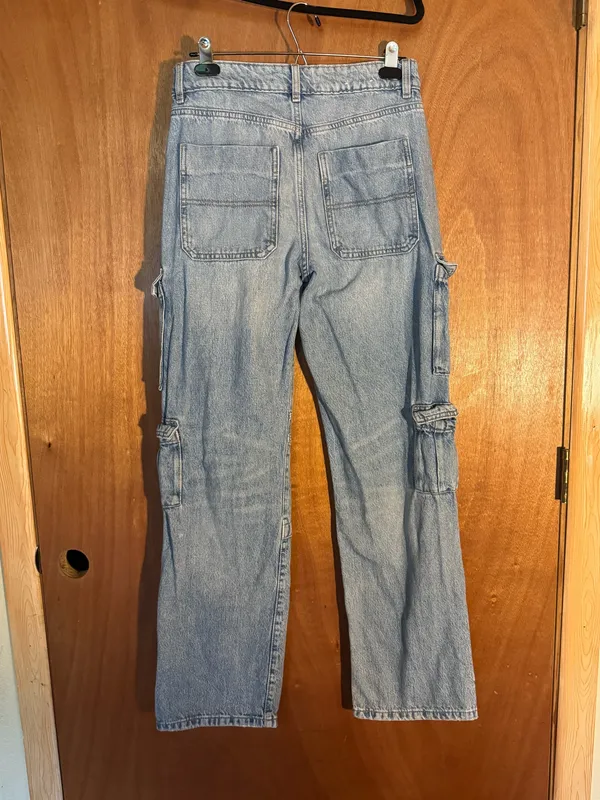 Garage Denim Slouchy Cargo Jeans Size 1/25 Light Wash Baggy Distressed Y2K - Image 8