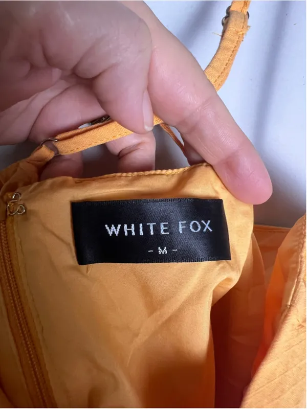 White Fox Yellow Corset Bustier Crop Top M Strappy Ruched Y2K Festival Summer - Image 3