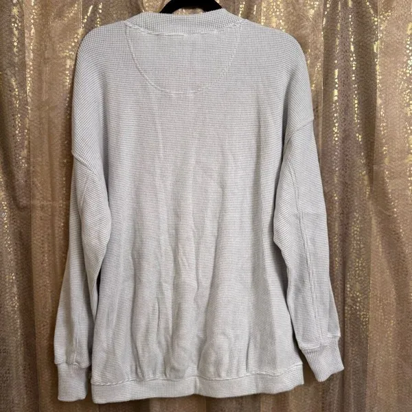 Aerie Light Gray White Textured Knit Oversized Lightweight Sweater XS - Image 2