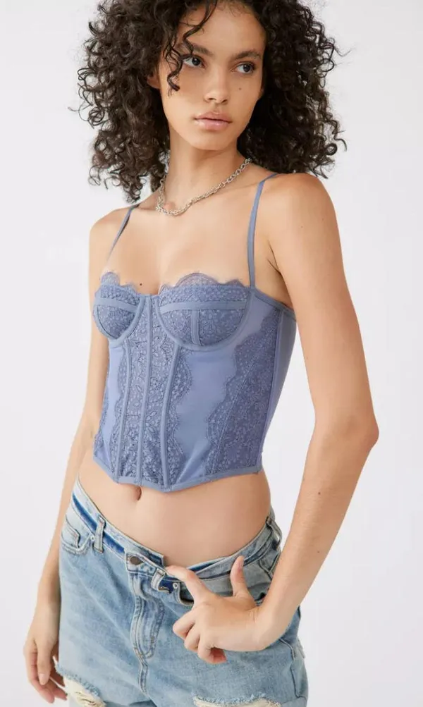 Urban Outfitters Corset Top Blue Lace - Image 2